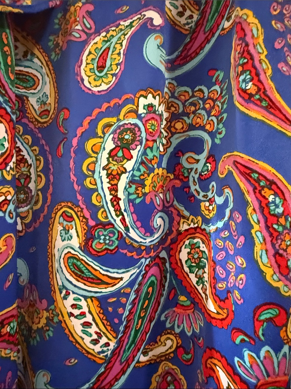 Wonder Women’s Bright Blue Paisley Ruffle Blouse - Picture 6 of 8